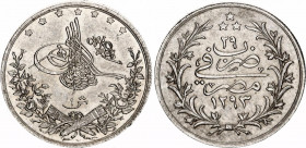 Egypt 1 Qirsh 1903 W (AH1293/29)
KM# 292; N# 21776; Silver; Abdul Hamid II; Mintage 100000 Pcs; UNC