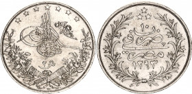 Egypt 2 Qirsh 1884 W (AH1293/10)
KM# 293; N# 25376; Silver; Abdul Hamid II; AUNC