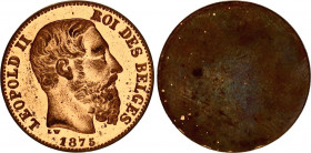 Belgium Copper Uniface Trial Strike 1875 Authenticity Unverifiable
Brass 3.54 g..; Leopold II; UNC