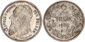 Belgium 2 Francs 1909
KM# 59; Schön# 16; N# 279; Silver; Léopold II; MInt: Brussels; AUNC Toned