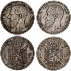 Belgium 2 x 1 Franc 1866 - 1867
KM# 28.1; N# 282; Silver; Léopold II; Mint: Brussels; XF