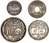Egypt Lot of 5 Coins 1916
KM# 315; 317.1; 318.1; 319; Copper-Nickel & Silver; VF-XF