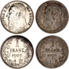 Belgium 2 x 1 Franc 1909
KM# 56 & 57; Silver; Léopold II; XF-AUNC Toned