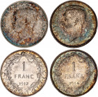 Belgium 2 x 1 Franc 1912 - 1914
KM# 72 & 73; Silver; Albert I; XF-AUNC Toned