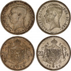 Belgium 2 x 20 Francs 1933
KM# 103 & 104; Silver; Albert I; Mint: Brussels; XF-AUNC Toned