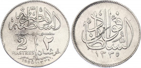 Egypt 2 Piastres 1920 H (AH1338)
KM# 325; N# 28418; Silver; Ahmed Fuad I; VF-XF