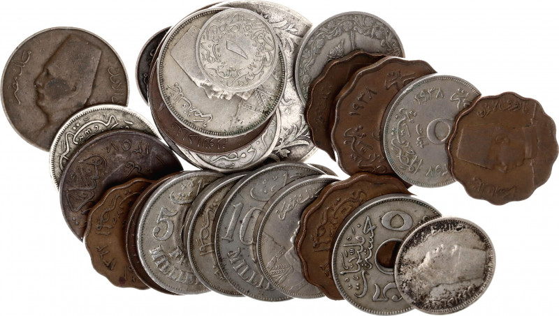 Egypt Lot of 28 Coins 19th - 20th
Bronze; Silver; Copper-Nickel