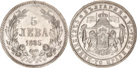 Bulgaria 5 Leva 1885
KM# 7; Silver; Alexander I; XF