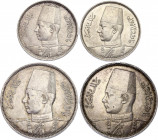 Egypt Lot of 5 & 10 Piastres 1937 - 1939
N# 8678; N# 10614; Silver; Farouk I; XF-AUNC