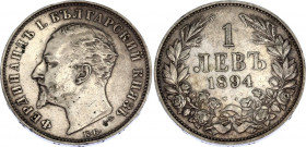 Bulgaria 1 Lev 1894 KB
KM# 16; Ferdinand I; Silver, AU-, nice patina, remains of mint luster.