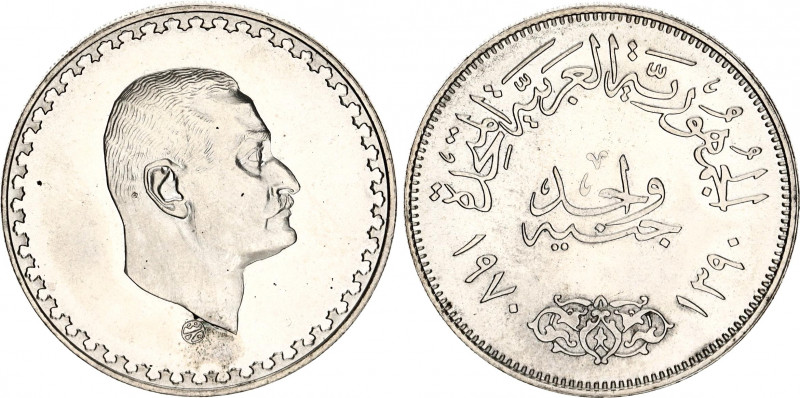 Egypt 1 Pound 1970
KM# 425, Schön# 129; Silver; President Nasser; UNC