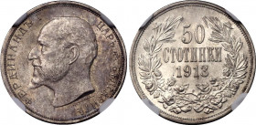 Bulgaria 50 Stotinki 1913 NGC MS 64
KM# 30; N# 12341; Silver; Ferdinand I