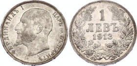 Bulgaria 1 Lev 1913
KM# 31; N# 12345; Silver; Ferdinand I; Stempel gloss; UNC