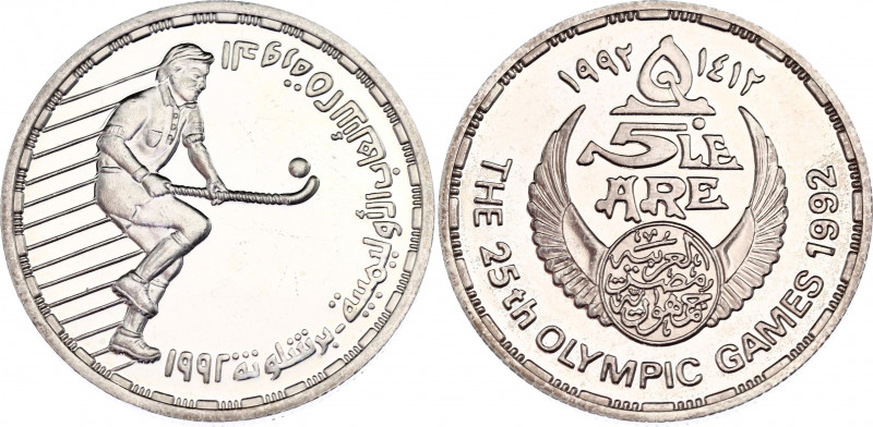 Egypt 5 Pounds 1992 Field Hockey
KM# 707, Schön# 437; N# 50115; Silver; 1992 Su...