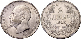 Bulgaria 2 Leva 1912 NGC AU 55
KM# 32; N# 12364; Silver; Ferdinand I