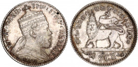 Ethiopia 1 Ghersh 1903 EE 1895 A
KM# 12; Silver; Menelik II; UNC with minor hairlines