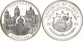 Liberia 20 Dollars 2001
Silver (.999) 20 g., 40 mm., Proof; World Countries series, Portugal