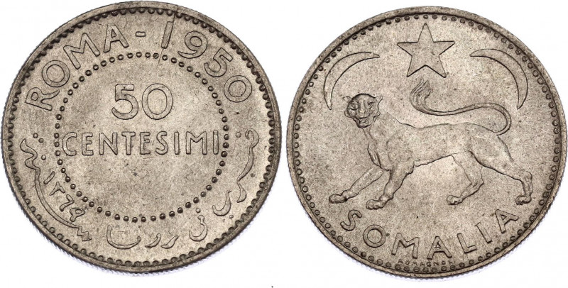 Somalia 50 Centesimi 1950
KM# 4, Schön# 4; N# 12616; Silver (.250) (Silver (.25...