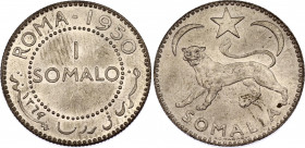 Somalia 1 Somalo 1950
KM# 5, Schön# 5; N# 9948; Silver (.250) (Silver (.250) Copper (.500) Zinc (.100) Nickel (.100); Trust Territory; UNC