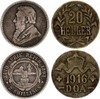 South Africa & German East Africa 2 Shillings & 20 Heller 1893 - 1916
KM# 7 & 15a; Silver & Brass; VF