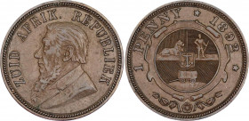 South Africa 1 Penny 1892
KM# 2; Hern# Z1; Bronze; Zuid Afrikaansche Republiek; Mint: Berlin; AUNC