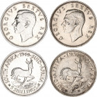 South Africa 2 x 5 Shillings 1949 - 1951
KM# 40.1, 40.2; Silver; George VI; XF