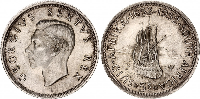 South Africa 5 Shillings 1952
KM# 41; Silver; 300th Anniversary of founding Cap...