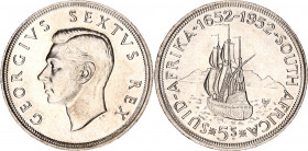 South Africa 5 Shillings 1952
KM# 41; Silver; George VI; 300th Anniversary of the founding of Capetown; AUNC/UNC mint luster remains