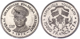 Togo 15000 Francs 1977 Aluminium Essai
KM# E15; Aluminium; Pattern; Only 25 Pcs minted; 10th Anniversary of General Gnassingbe Eyadema as President; ...