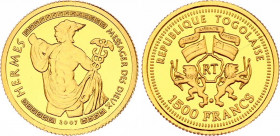 Togo 1500 Francs 2007
Gold (0.999) 1.0g., 13.92mm., Proof; Hermes