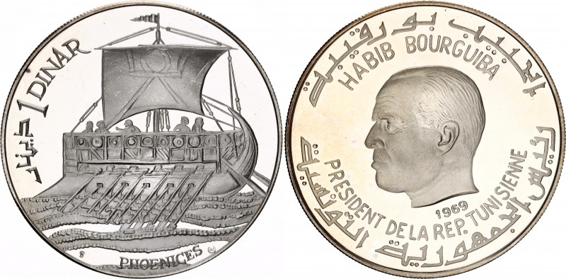 Tunisia 1 Dinar 1969 NI
KM# 297; N# 35750; Silver; History of Tunisia Series - ...
