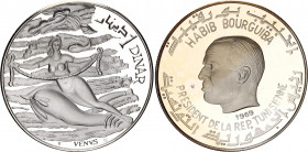 Tunisia 1 Dinar 1969 NI
KM# 299; N# 35752; Silver; History of Tunisia Series - Venus; Mint: The Franklin Mint, Pennsylvania; Mintage 5000; UNC Proof