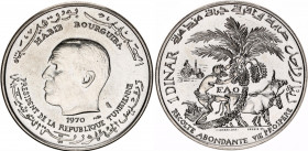 Tunisia 1 Dinar 1970
KM# 302; Schön# 240; N# 1203; Silver; 25th Anniversary of the Food and Agriculture Organization; Mint: Paris; UNC