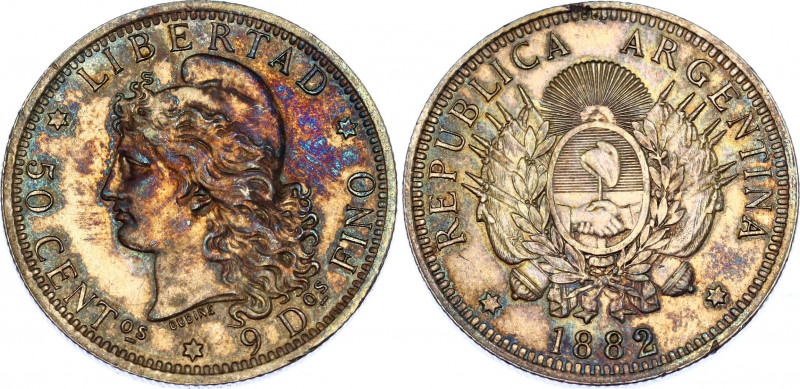 Argentina 50 Centavos 1882
KM# 28; Silver; XF/AUNC with minor hairlines