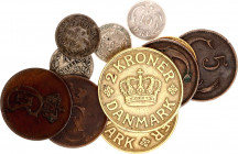 Denmark Lot of 12 Coins 19th - 20th Key Dates
VF-UNC with silver