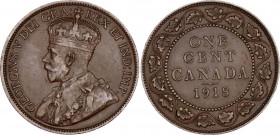 Canada 1 Cent 1918
KM# 21, Schön# 19; N# 437; Bronze; George V; XF