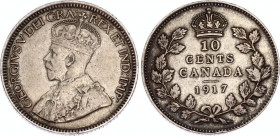 Canada 10 Cents 1917
KM# 23, Schön# 21; N# 390; Silver; George V; XF