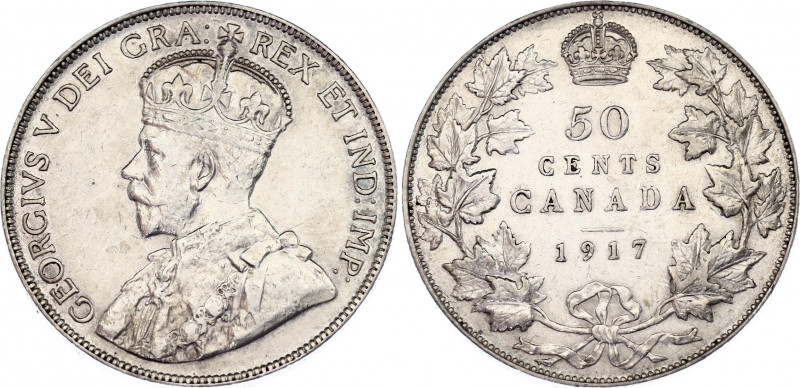 Canada 50 Cents 1917
KM# 25, Schön# 23; N# 313; Silver; George V; Luster; XF