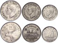 Canada 5 & 10 & 25 Cents 1937
KM# 33 & 34 & 35; Nickel & Silver; George VI; XF-AUNC