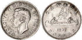 Canada 1 Dollar 1937
KM# 37; Silver; Georg VI Voyageur; UNC