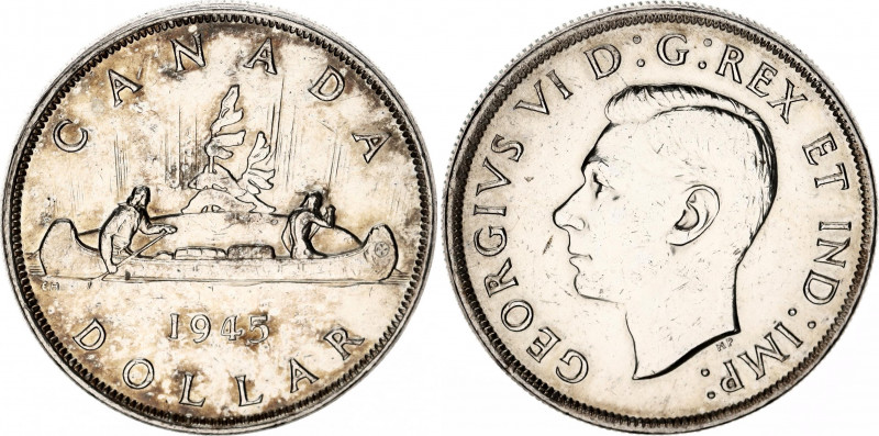 Canada 1 Dollar 1945
KM# 37; Type "5/5"; Silver; George VI; XF