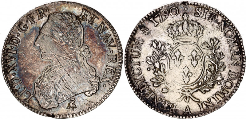 France 1 Ecu 1790 A
KM# 564.1; Silver; Louis XVI; XF