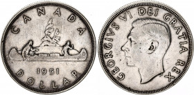 Canada 1 Dollar 1951
KM# 46; Silver; George VI; XF