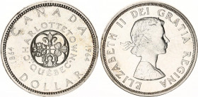 Canada 1 Dollar 1964
KM# 58; Silver., Prooflike; Elizabeth II; 100th Anniversary of Charlottetown & Quebec Conferences; UNC