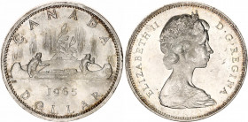 Canada 1 Dollar 1965
KM# 64.1; Large Beads - Blunt 5; Silver., Prooflike Rev.; Elizabeth II; UNC