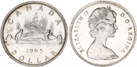 Canada 1 Dollar 1965
KM# 64.1; Small Beads - Pointed 5; Silver., Prooflike Rev.; Elizabeth II; UNC