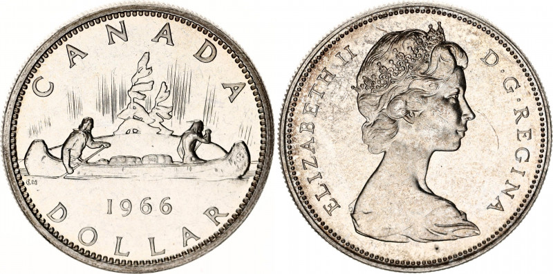 Canada 1 Dollar 1966
KM# 64.1; Large beads; Silver., Prooflike; Elizabeth II; U...