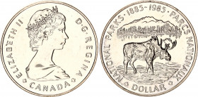 Canada 1 Dollar 1985
KM# 143; Silver., Prooflike; National park, moose