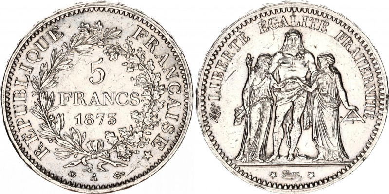 France 5 Francs 1873 A
KM# 820.1; Silver; XF