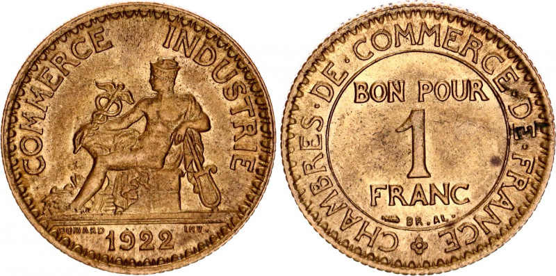 France 1 Franc 1922
KM# 876, F# 218, Gad# 468, Schön# 197; N# 705; Copper-alumi...